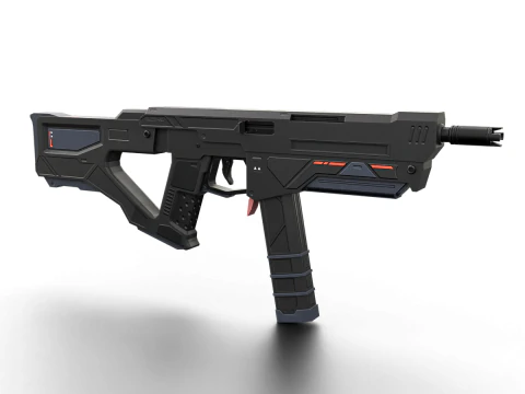 Redline Sci-Fi SMG High-Tech Submachine Weapon 3D Model