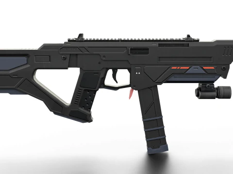 Redline Sci-Fi SMG High-Tech Submachine Weapon 3D Model