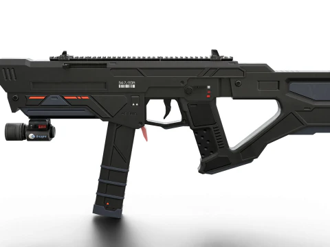 Redline Sci-Fi SMG High-Tech Submachine Weapon 3D Model