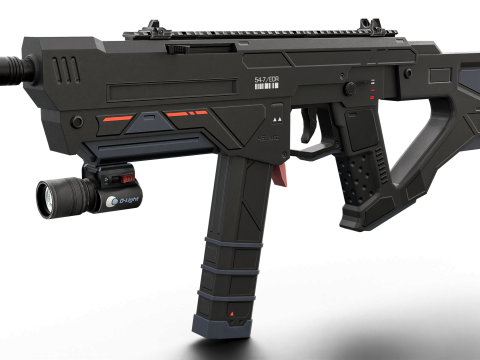 Redline Sci-Fi SMG High-Tech Submachine Weapon Modelo 3D