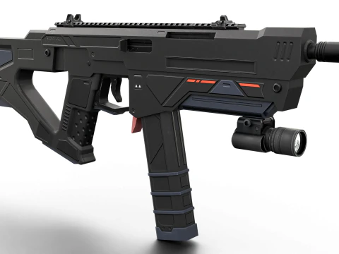 Redline Sci-Fi SMG High-Tech Submachine Weapon 3D Model