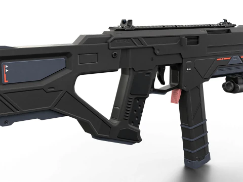 Redline Sci-Fi SMG High-Tech Submachine Weapon 3D Model