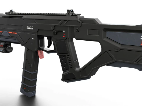 Redline Sci-Fi SMG High-Tech Submachine Weapon 3D Model