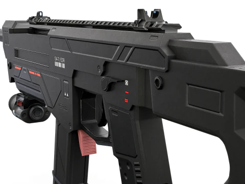 Redline Sci-Fi SMG High-Tech Submachine Weapon 3D Model