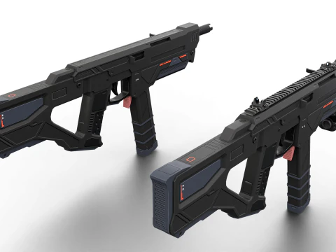 Redline Sci-Fi SMG High-Tech Submachine Weapon 3D Model