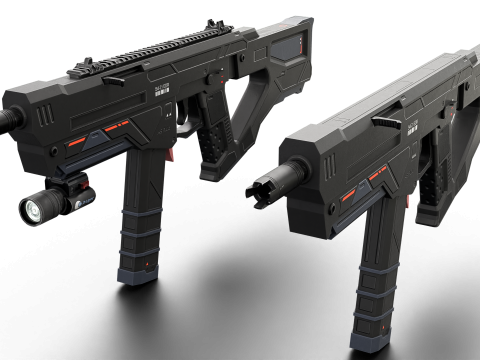 Redline Sci-Fi SMG High-Tech Submachine Weapon Modelo 3D