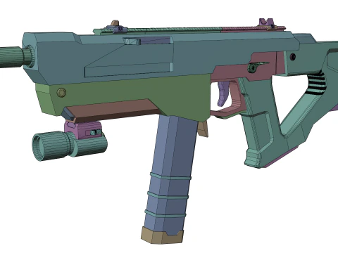 Redline Sci-Fi SMG High-Tech Submachine Weapon 3D Model
