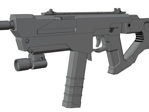 Redline Sci-Fi SMG High-Tech Submachine Weapon 3D Model