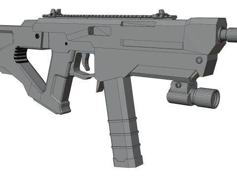 Redline Sci-Fi SMG High-Tech Submachine Weapon 3D Model
