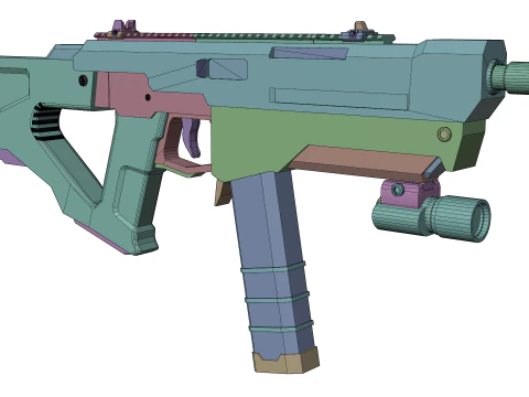 Redline Sci-Fi SMG High-Tech Submachine Weapon 3D Model