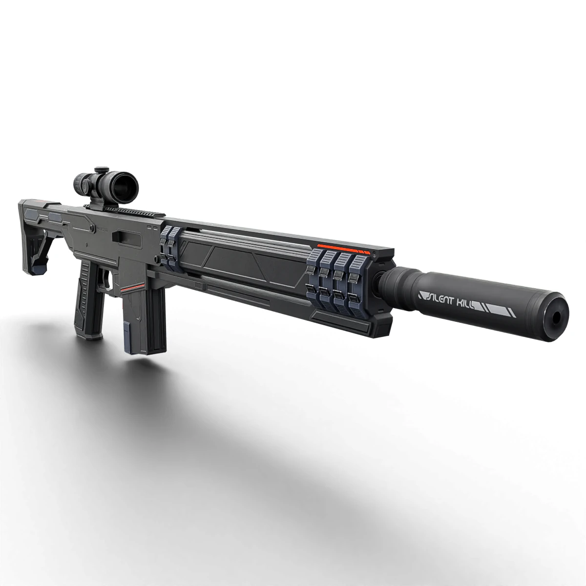 Silent Kill Sci-Fi Tactical Sniper Rifle 3D Model .c4d .max .obj .3ds .fbx .stl .blend 