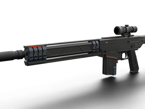 Silent Kill Sci-Fi Tactical Sniper Rifle 3D Model