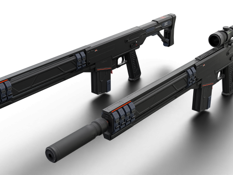 Silent Kill Sci-Fi Tactical Sniper Rifle Modèle 3D