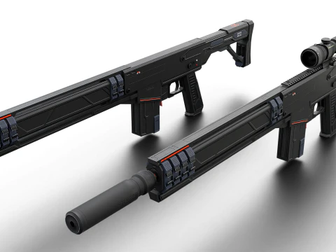 Silent Kill Sci-Fi Tactical Sniper Rifle 3D Model