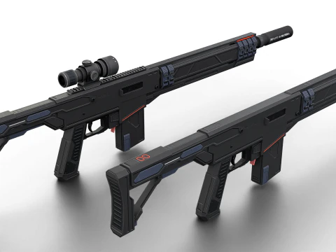 Silent Kill Sci-Fi Tactical Sniper Rifle 3D Model