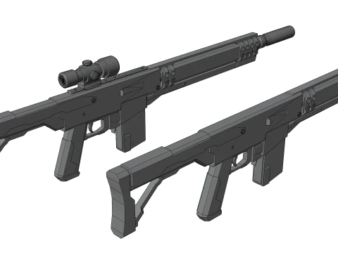 Silent Kill Sci-Fi Tactical Sniper Rifle 3D Model