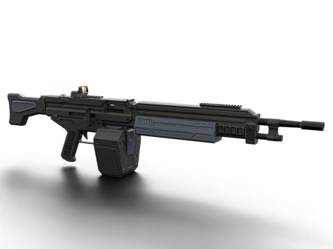 Cyclone Twin-Barrel Futuristic Heavy Assault Rifle 3D 模型