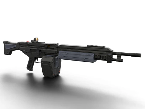 Cyclone Twin-Barrel Futuristic Heavy Assault Rifle 3D Model