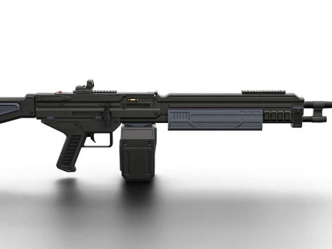 Cyclone Twin-Barrel Futuristic Heavy Assault Rifle 3D Model