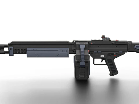 Cyclone Twin-Barrel Futuristic Heavy Assault Rifle 3D Model