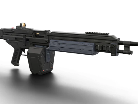 Cyclone Twin-Barrel Futuristic Heavy Assault Rifle 3D Model