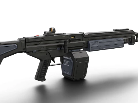 Cyclone Twin-Barrel Futuristic Heavy Assault Rifle 3D Model