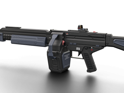 Cyclone Twin-Barrel Futuristic Heavy Assault Rifle 3D 模型