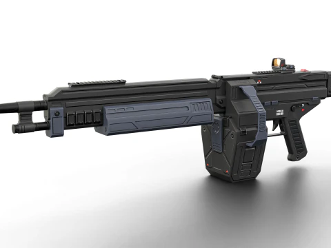 Cyclone Twin-Barrel Futuristic Heavy Assault Rifle 3D Model