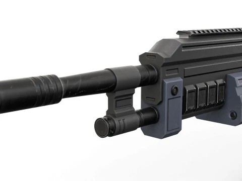 Cyclone Twin-Barrel Futuristic Heavy Assault Rifle 3D Model