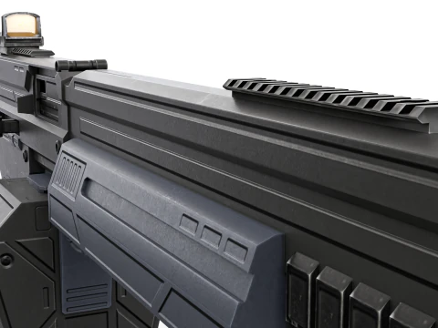 Cyclone Twin-Barrel Futuristic Heavy Assault Rifle 3D Model