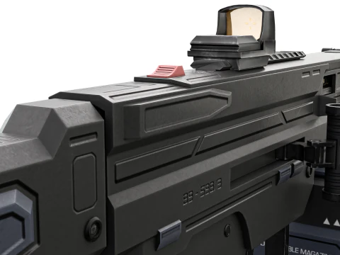 Cyclone Twin-Barrel Futuristic Heavy Assault Rifle 3D Model