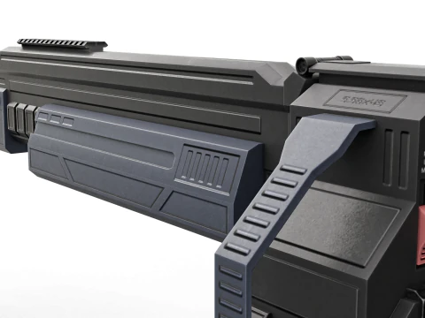 Cyclone Twin-Barrel Futuristic Heavy Assault Rifle 3D Model