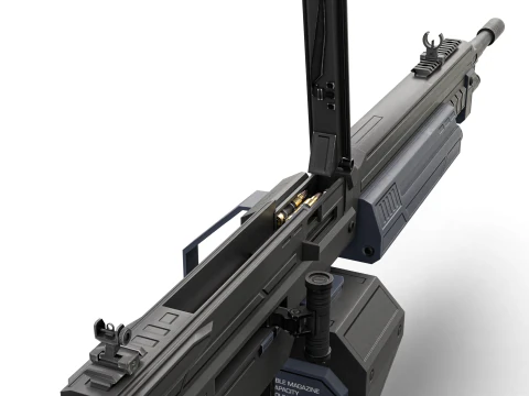 Cyclone Twin-Barrel Futuristic Heavy Assault Rifle 3D Model
