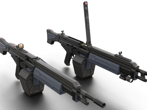Cyclone Twin-Barrel Futuristic Heavy Assault Rifle 3D 模型