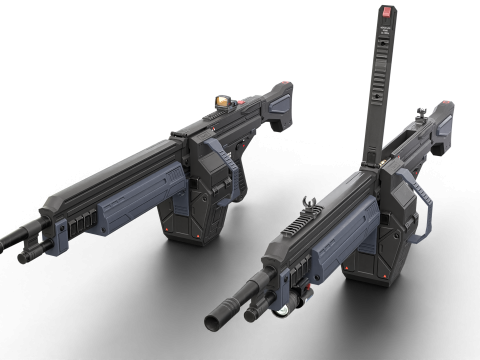 Cyclone Twin-Barrel Futuristic Heavy Assault Rifle 3D 模型