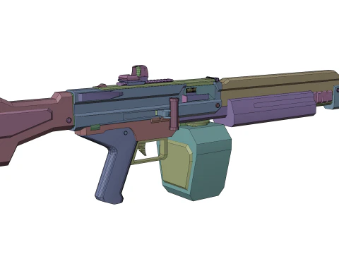 Cyclone Twin-Barrel Futuristic Heavy Assault Rifle 3D Model