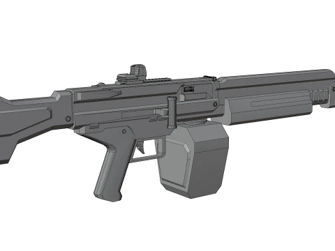 Cyclone Twin-Barrel Futuristic Heavy Assault Rifle 3D Model