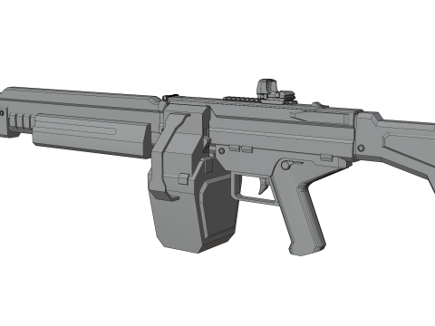 Cyclone Twin-Barrel Futuristic Heavy Assault Rifle 3D 模型