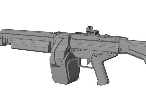 Cyclone Twin-Barrel Futuristic Heavy Assault Rifle 3D Model
