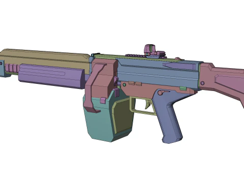 Cyclone Twin-Barrel Futuristic Heavy Assault Rifle 3D Model