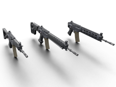 G3 Rifle Variants Modular Game-Ready Weapons Pack 3D Model