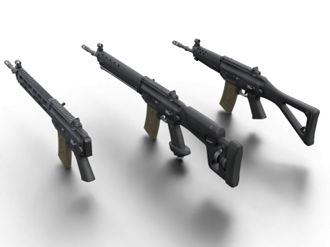 G3 Rifle Variants Modular Game-Ready Weapons Pack Model 3D