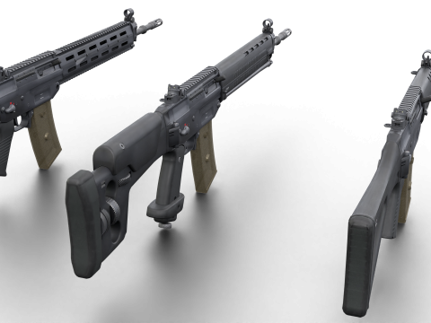 G3 Rifle Variants Modular Game-Ready Weapons Pack Model 3D