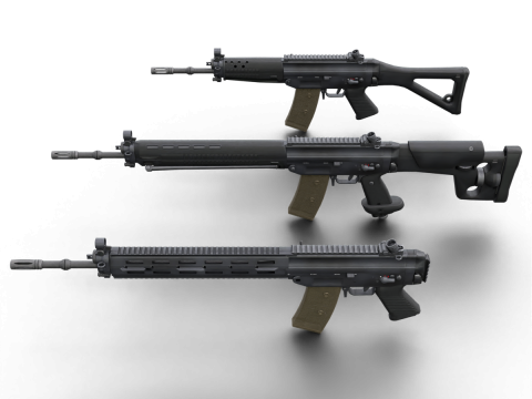 G3 Rifle Variants Modular Game-Ready Weapons Pack Model 3D