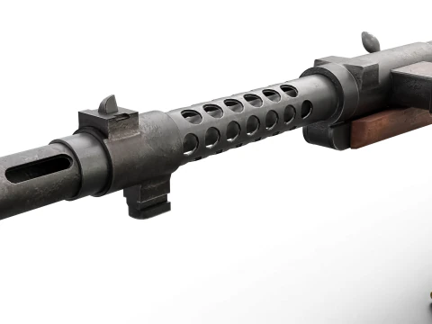 High quality vintage semi-automatic rifle with wooden stock and realistic bullets 3D Model