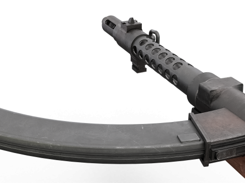 High quality vintage semi-automatic rifle with wooden stock and realistic bullets Modelo 3D