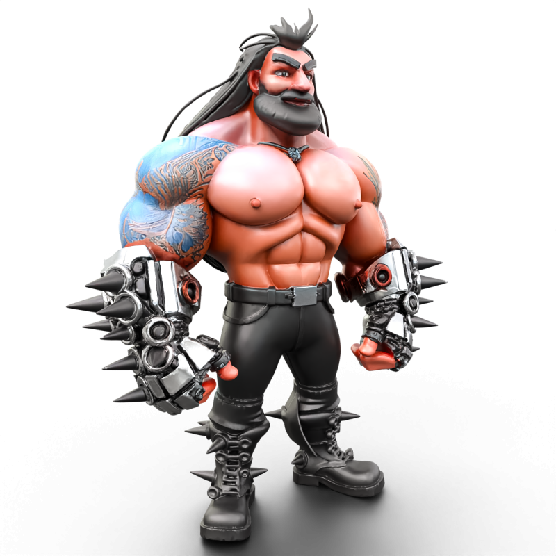 Cyber Arm Brawler - Stylized 3D Character 3D 模型 .c4d .max .obj .3ds .fbx .stl .blend