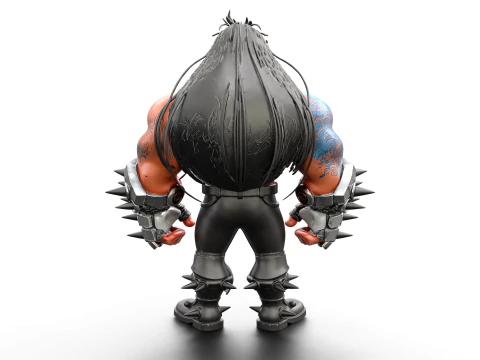 Cyber Arm Brawler - Stylized 3D Character 3D Model