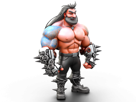 Cyber Arm Brawler - Stylized 3D Character 3D 模型