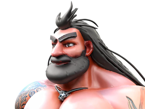 Cyber Arm Brawler - Stylized 3D Character 3D Model